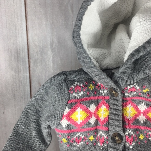 Carter’s Grey Knit Sweater Argyle Baby Girl 9m - Picture 2 of 6